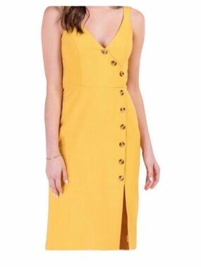 Harper Heritage Yellow Button-Front Sheath Dress 0379